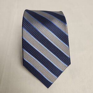 NWT Joseph Abboud 100% Silk Repp Tie Blue Silver Striped 59"X3"